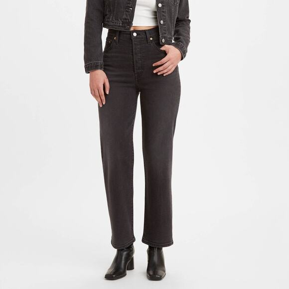 Levi's Ribcage Straight Ankle Jeans Black - Picture 1 of 12